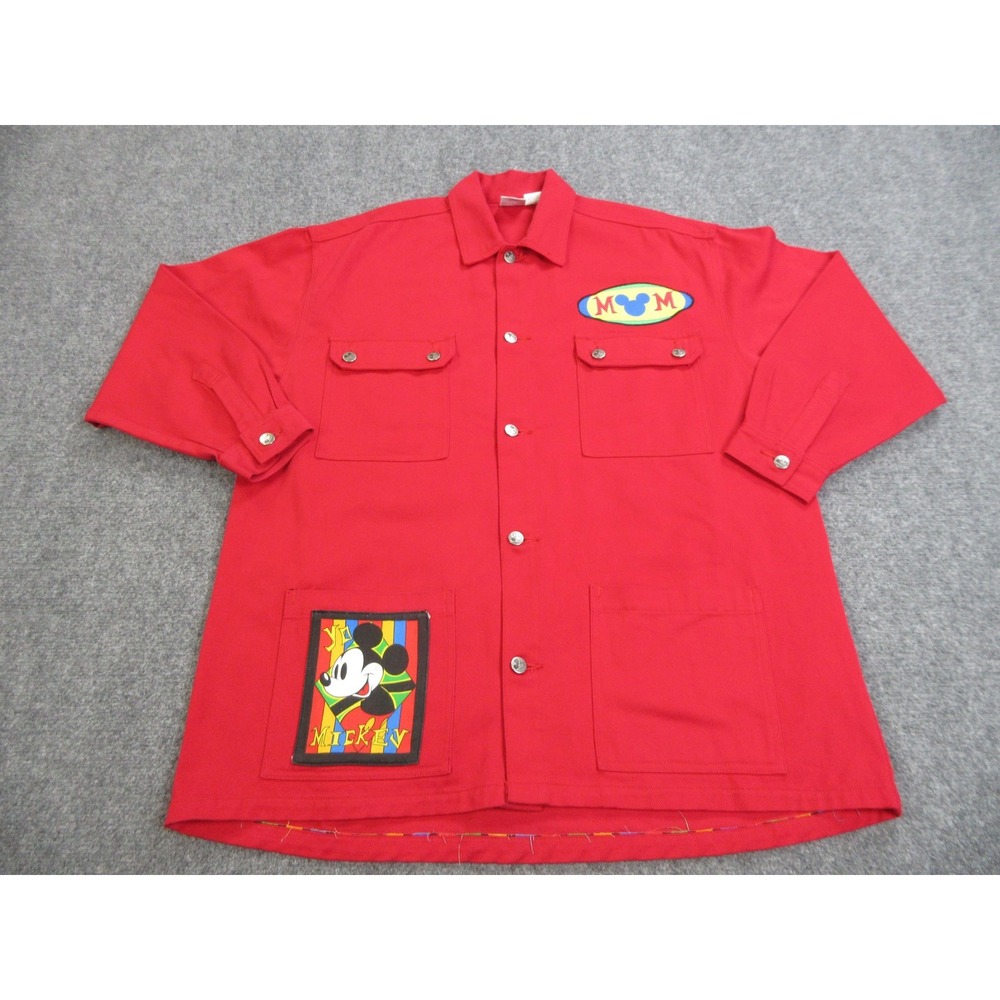 Vintage Mickey & Co Jacket Mens XL Red Mom Mickey Mouse Vibe Disney 90s Cotton